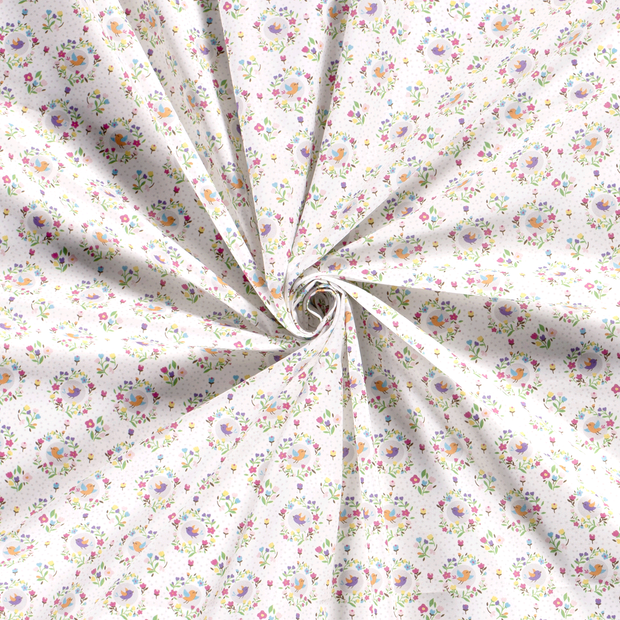 Cotton Poplin fabric Optical White printed 