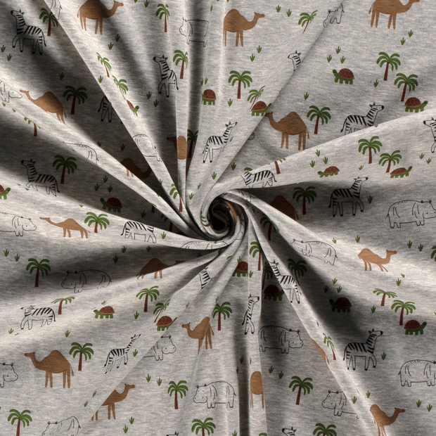 Alphen Fleece fabric Middle Grey printed 