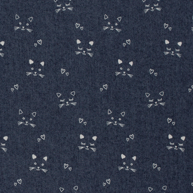 Denim fabric Animals Navy