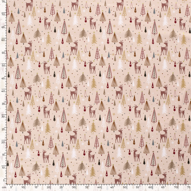 Cotton Poplin fabric Christmas Pink