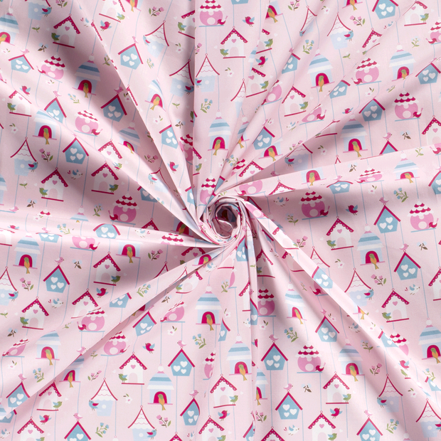 Cotton Poplin fabric Light Pink printed 
