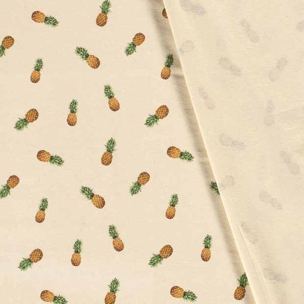 Cotton Jersey Bio Naturel fabric Pineapple digital printed 