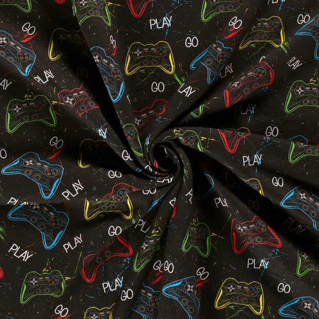 Jogging fabric Black digital printed 