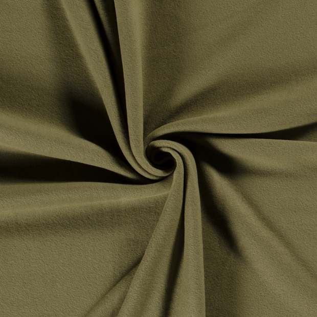 Katoen Fleece stof Kaki groen brushed 