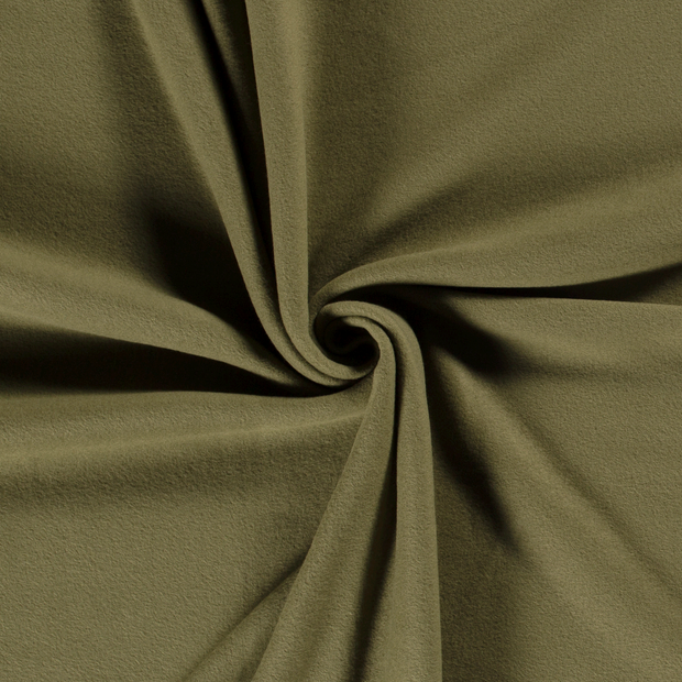 Cotton Fleece fabric Khaki Green brushed 