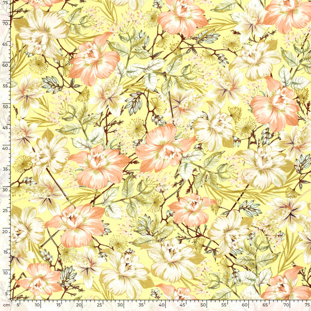 Borken Crepe fabric Flowers Yellow