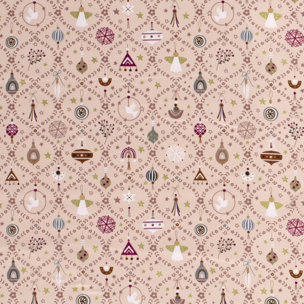 Cotton Poplin fabric Christmas Pink