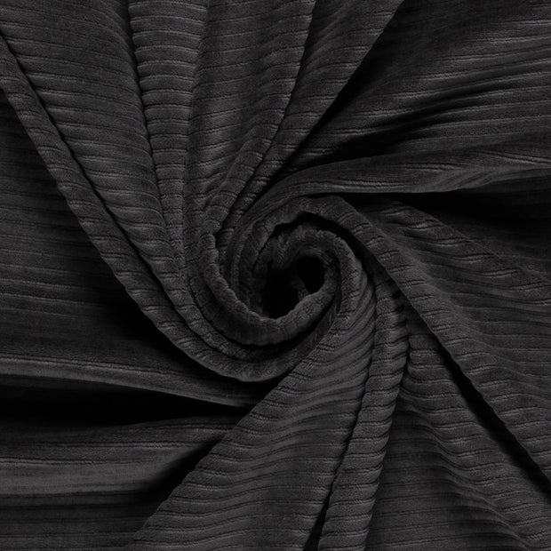 Nicky Velours Rib fabric Unicolour Dark Grey