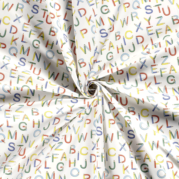 Cotton Poplin fabric White printed 