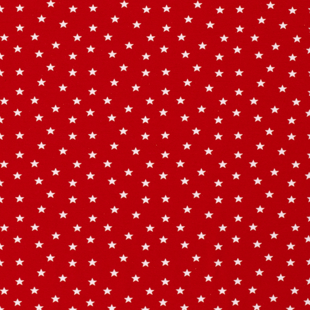 Katoen Jersey stof Sterren Rood