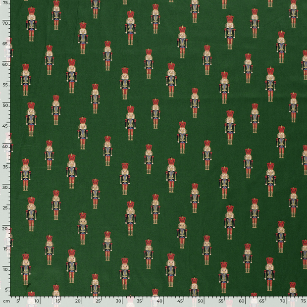 Cotton Poplin fabric Christmas ornaments Green