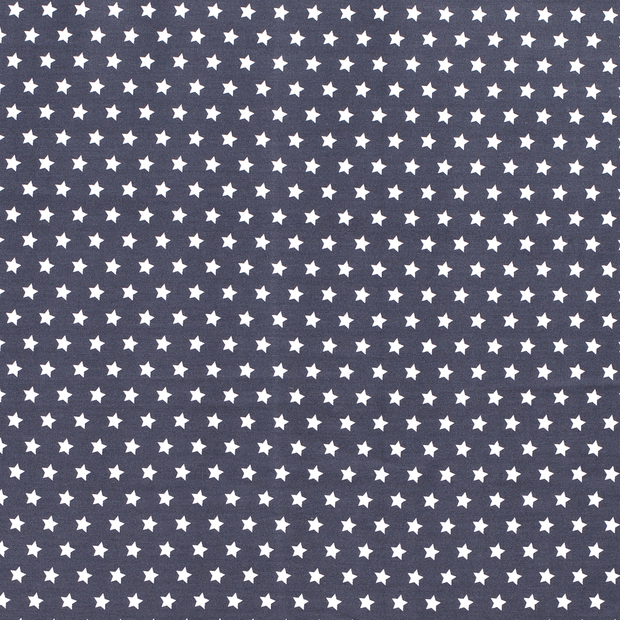Cotton Poplin fabric Stars Steel Blue