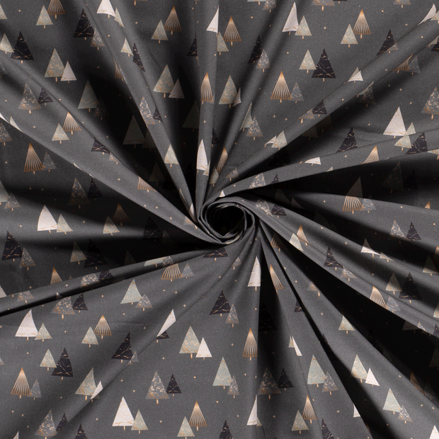 Cotton Poplin fabric Green printed and foil 