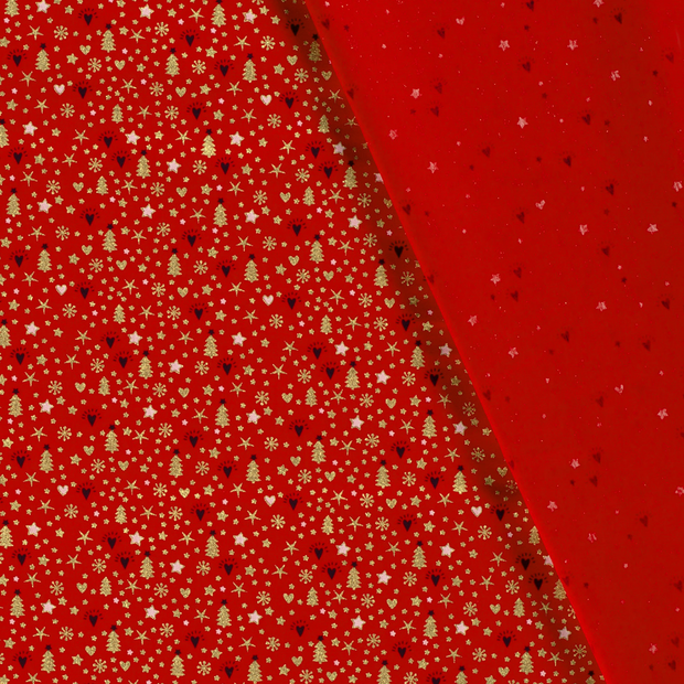 Cotton Poplin fabric Christmas twigs printed and foil 