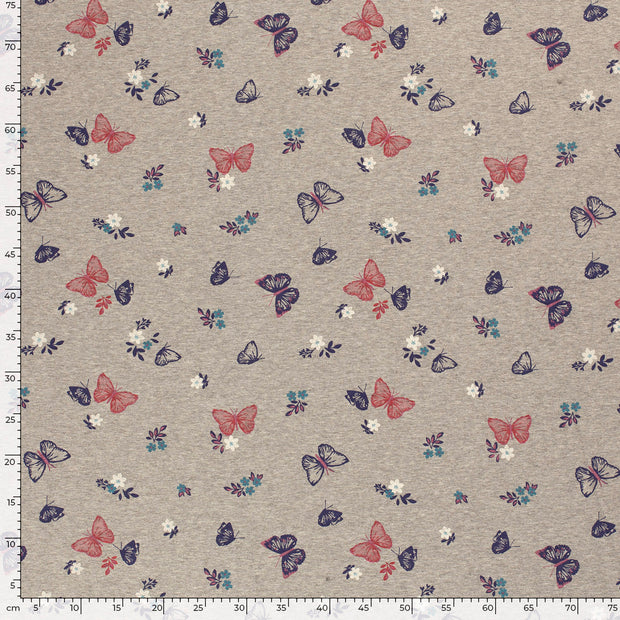 Alphen Fleece fabric Butterflies printed 