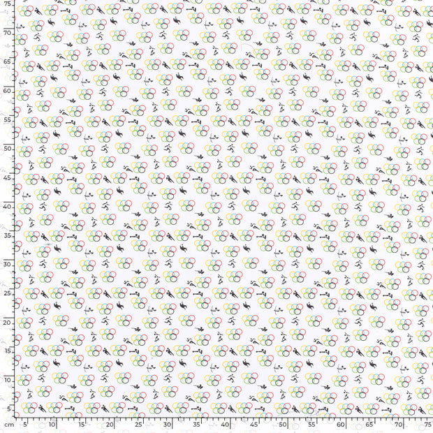 Cotton Poplin fabric Games White