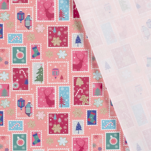 Cotton Poplin fabric Christmas snowflakes printed 