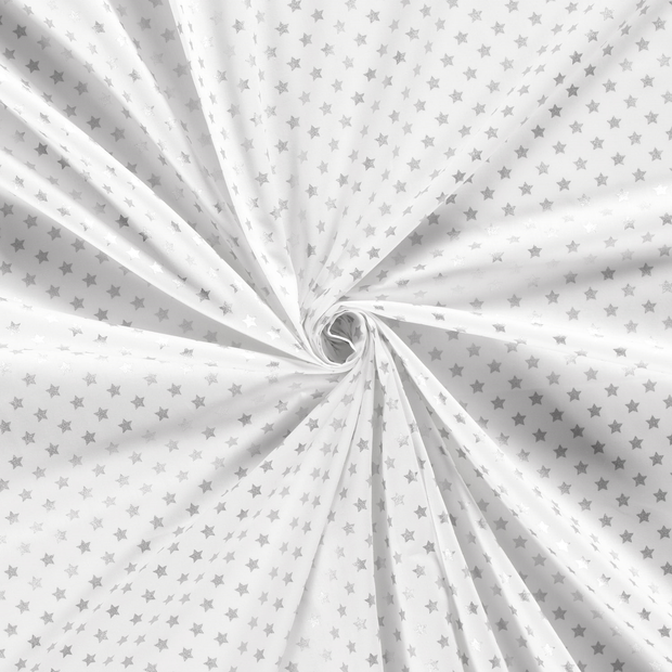 Cotton Poplin fabric Off White printed and foil 