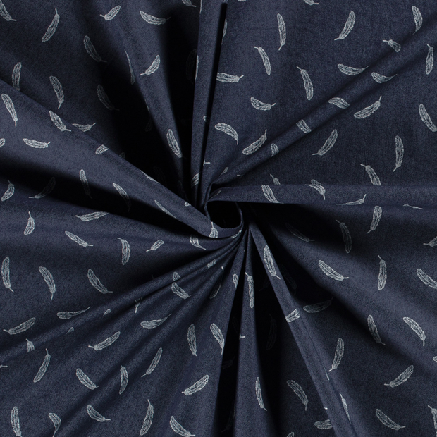 Denim fabric Navy printed 