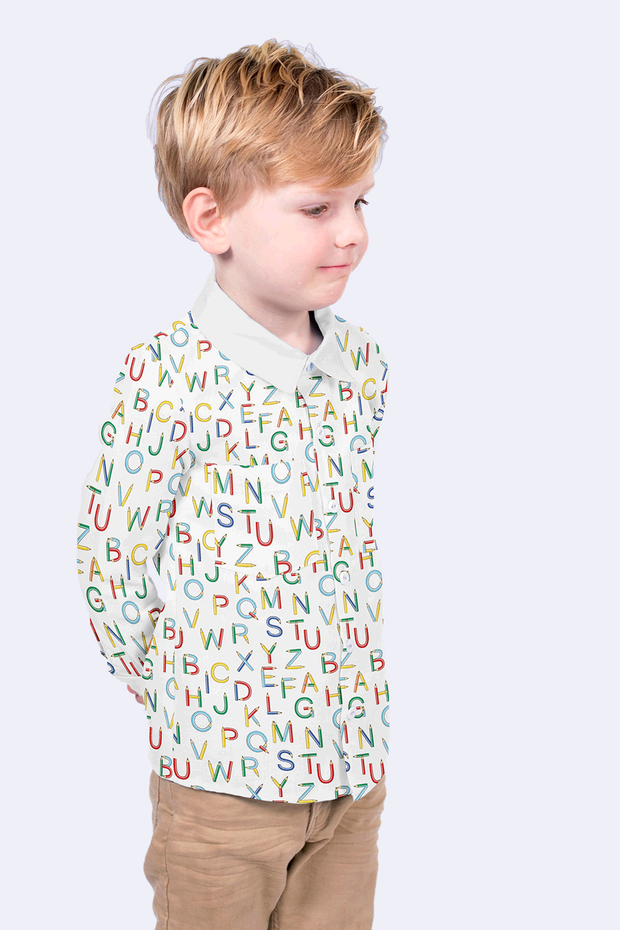 Cotton Poplin fabric Letters White