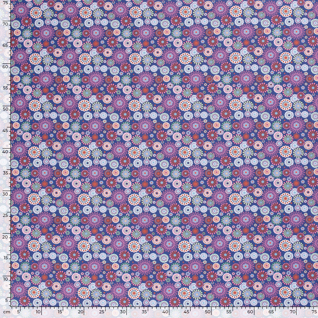Cotton Poplin fabric Millefleurs Cobalt