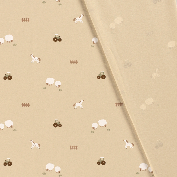 Cotton Jersey fabric Farms printed 