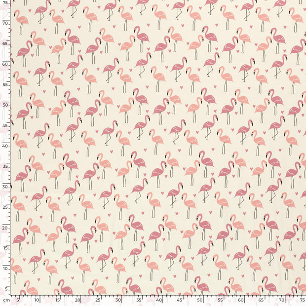 Alphen Fleece stof Flamingo's bedrukt 