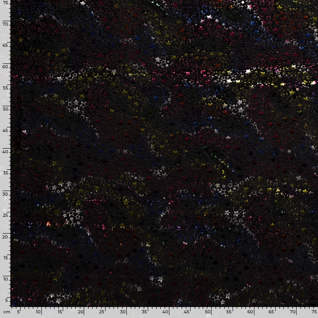 Velvet fabric Stars Black