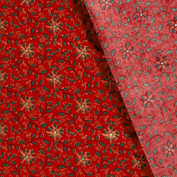 Cotton Poplin fabric Christmas printed and foil 