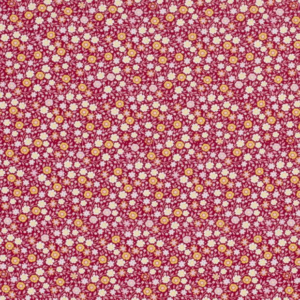 Cotton Poplin fabric Millefleurs Wine red