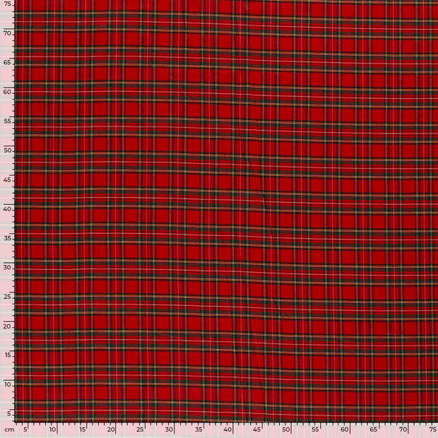 Gabardine Stretch fabric Checks Red