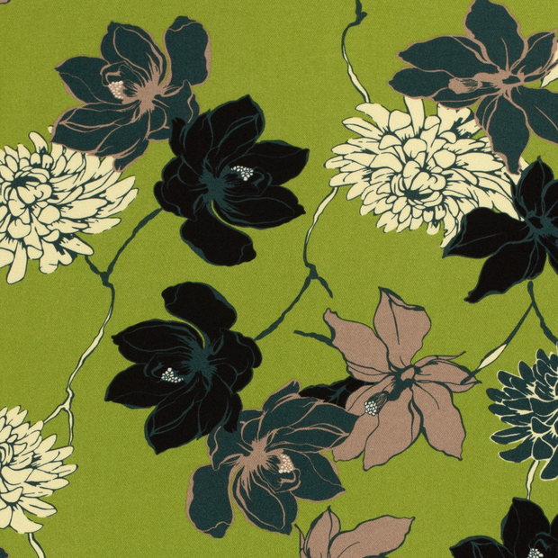 Viscose Twill fabric Plants Green