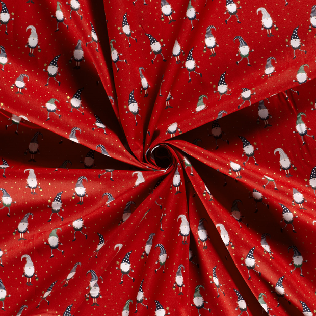 Cotton Poplin fabric Red printed and foil 