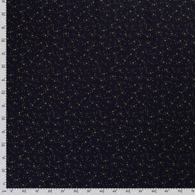 Cotton Poplin fabric Christmas stars Navy