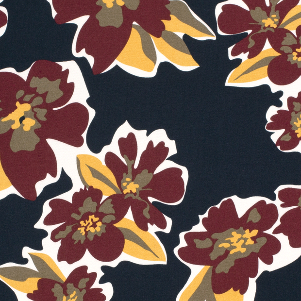 Viscose Twill fabric Abstract Navy