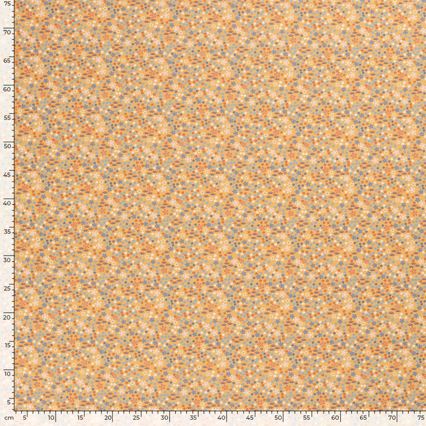 Cotton Poplin fabric Millefleurs Orange