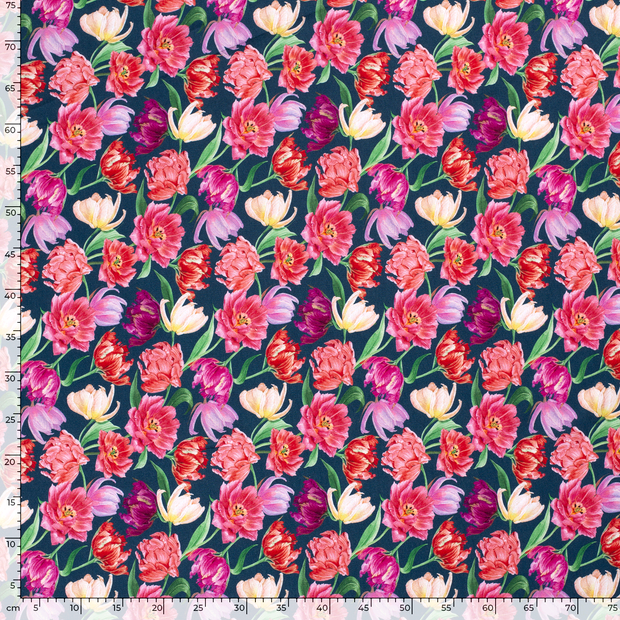 Jogging fabric Flowers Navy