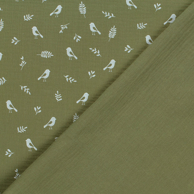 Double gaze tissu oiseaux teint et imprimé 