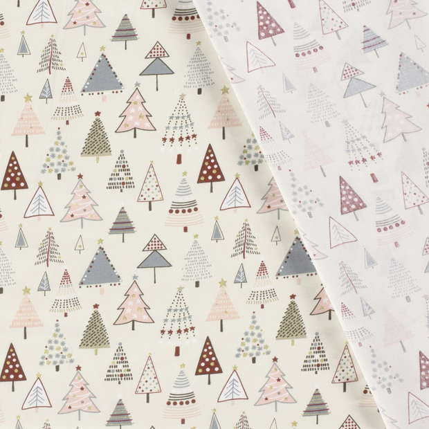 Cotton Poplin fabric Christmas ornaments printed and foil 
