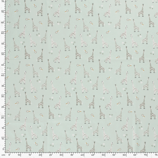 Cotton Poplin fabric Animals Mint