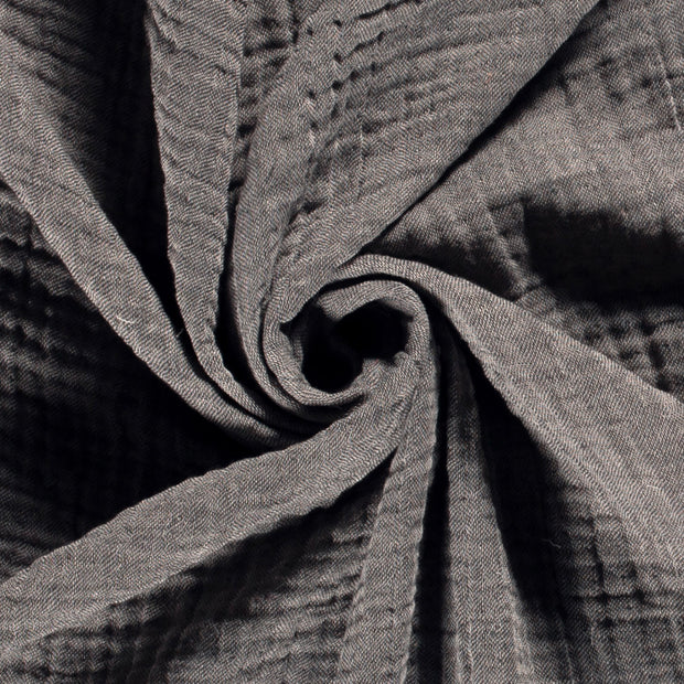 Muselina de cuatro capa tela Unicolor Gris oscuro