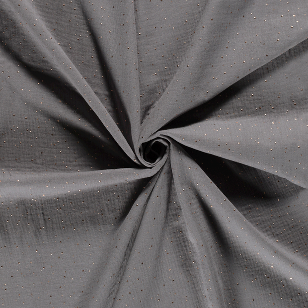 Muslin fabric Grey foiled 