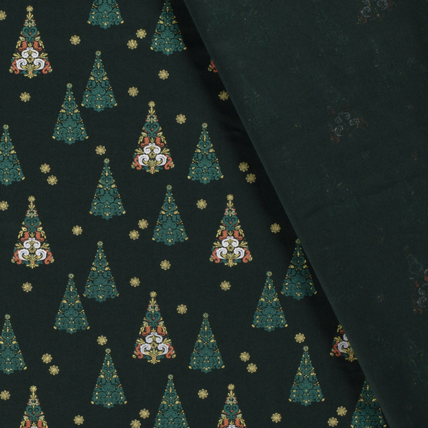 Cotton Poplin fabric Christmas ornaments printed and foil 