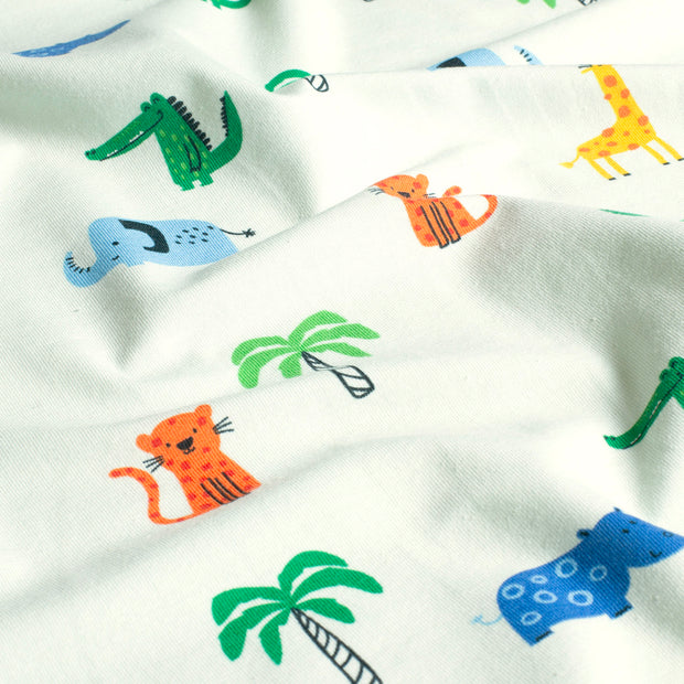 Katoen Jersey stof Olifanten Mint