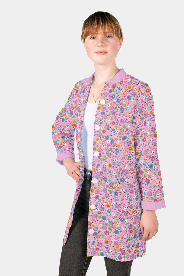 Cotton Poplin fabric Birds Pink