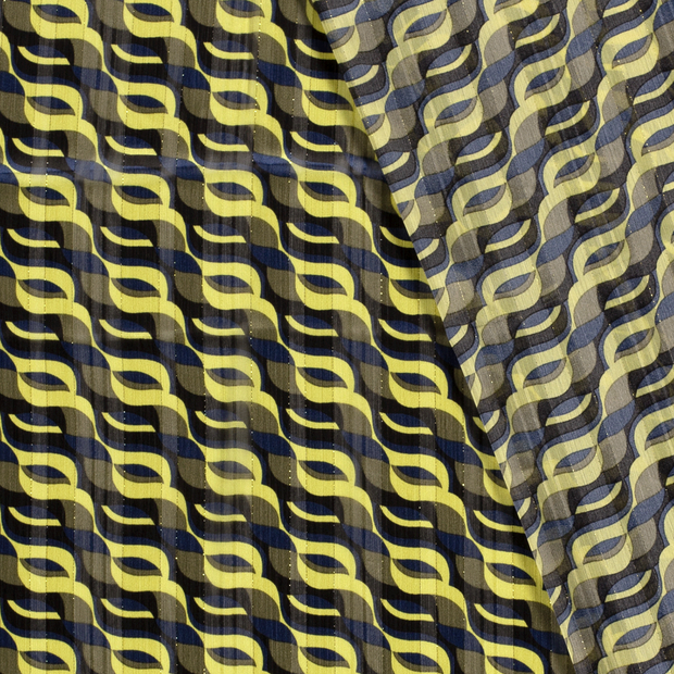Chiffon stof Abstract lurex geprint 