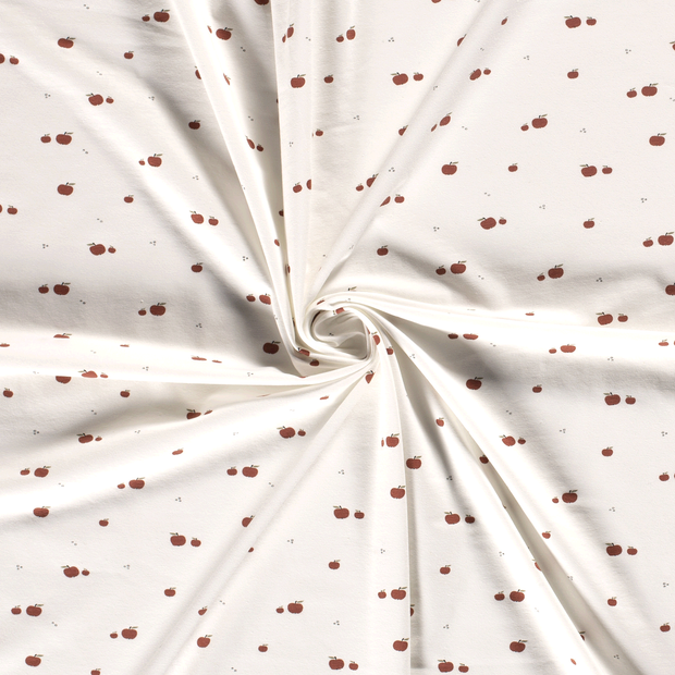 Jersey de Coton tissu Blanc cassé imprimé 