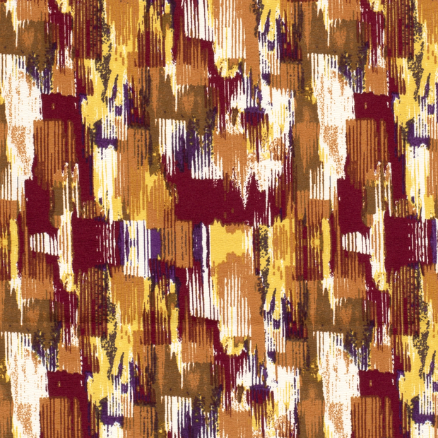 Quattro Stretch stof Abstract Wijnrood