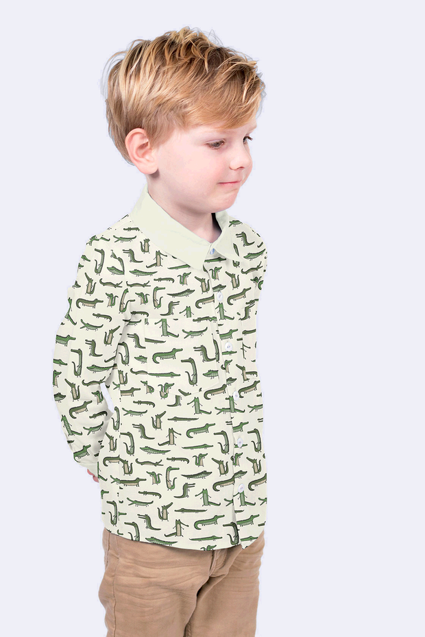 Cotton Poplin fabric Animals Off White