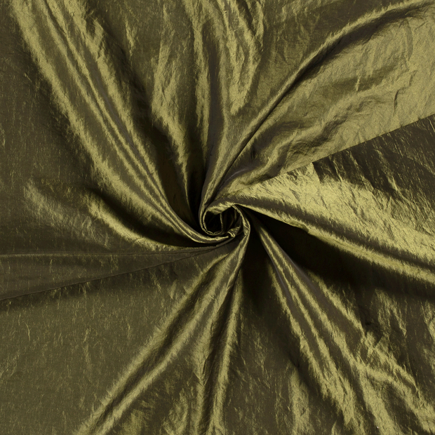 Taffeta fabric Olive Green crushed 